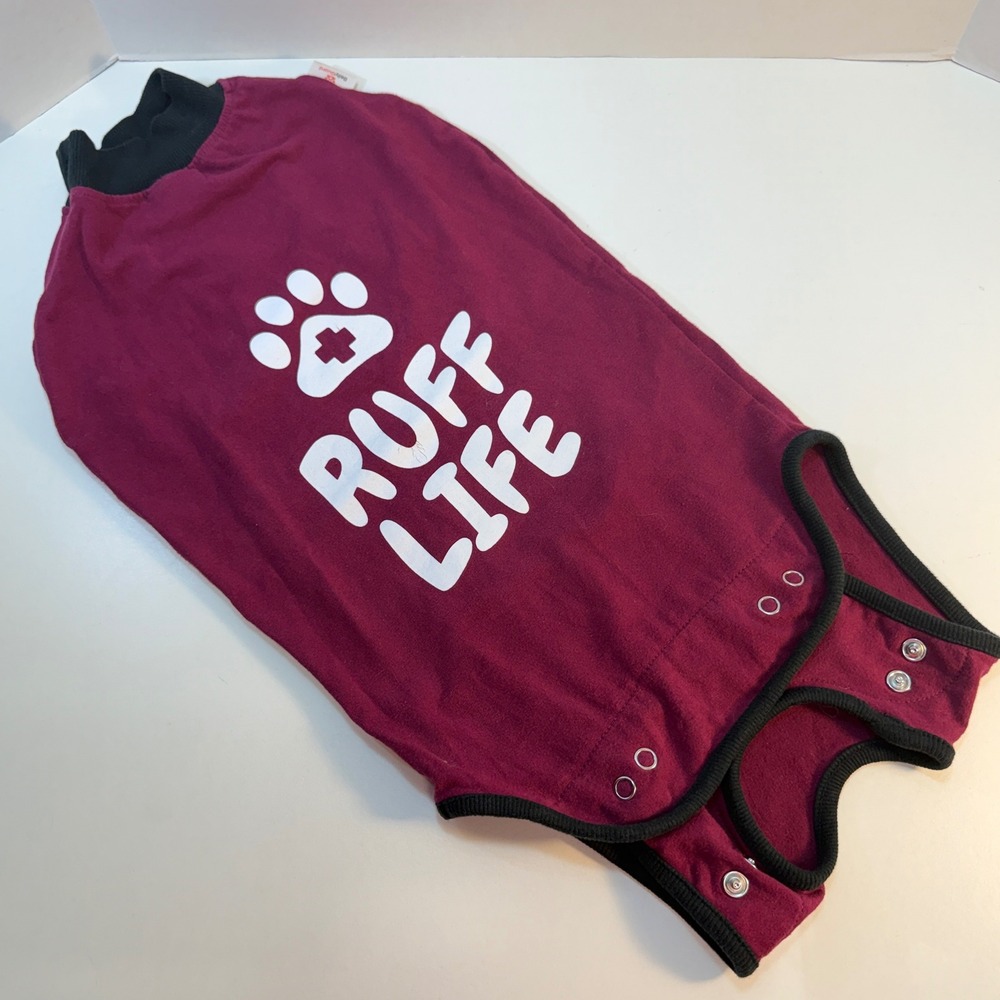BellyGuard Dog Recovery Suit Medium Burgundy Ruff Life Cone Alternative